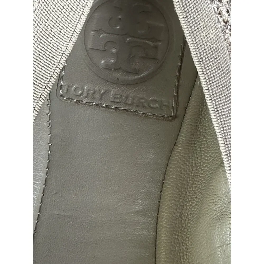 Tory Burch Reva Ballet Flats Haircalf Snakeskin Print Leather Shoes 7.5M Gold